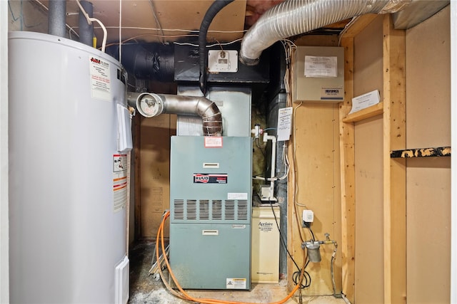 utility room with electric water heater