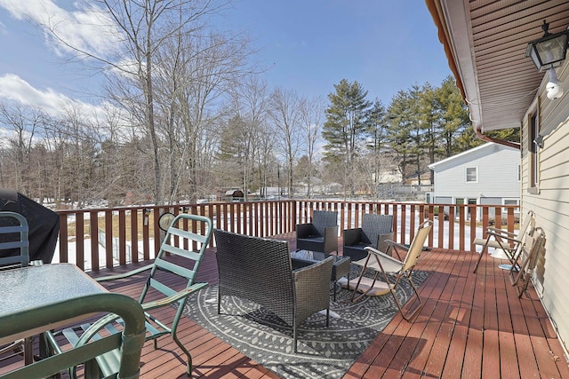 deck featuring grilling area