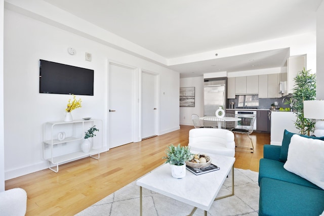 living room featuring light hardwood / wood-style floors