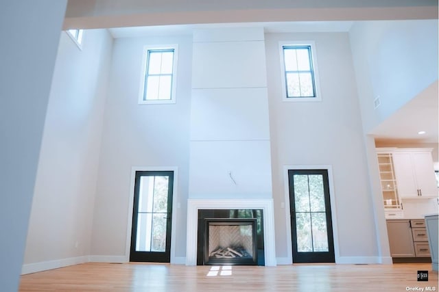 unfurnished living room featuring light hardwood / wood-style flooring and a healthy amount of sunlight