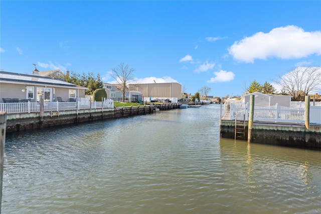 dock area featuring a water view