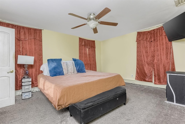 bedroom with carpet flooring and ceiling fan