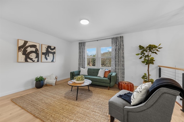 living room with hardwood / wood-style floors