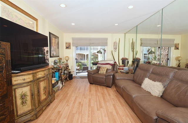 living room featuring light wood-type flooring