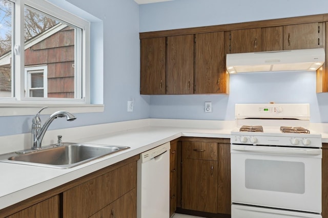 kitchen with white appliances and sink