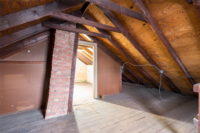 view of unfinished attic