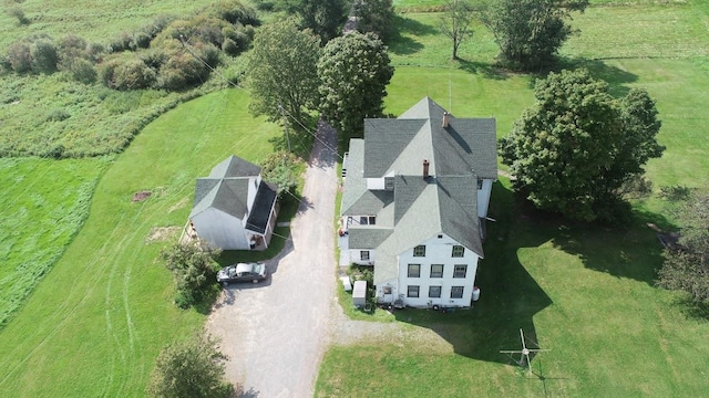 birds eye view of property featuring a rural view