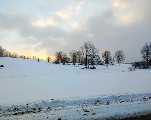 view of yard layered in snow