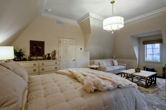 bedroom with ornamental molding