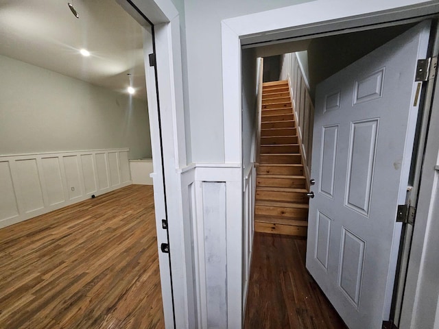 interior space featuring dark wood-type flooring