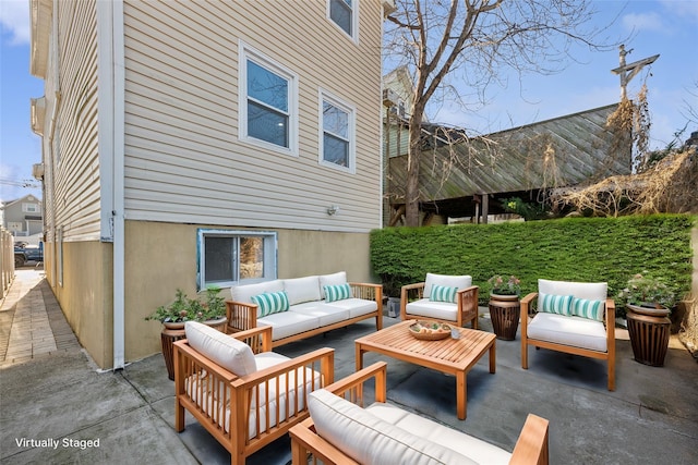 view of patio featuring an outdoor hangout area