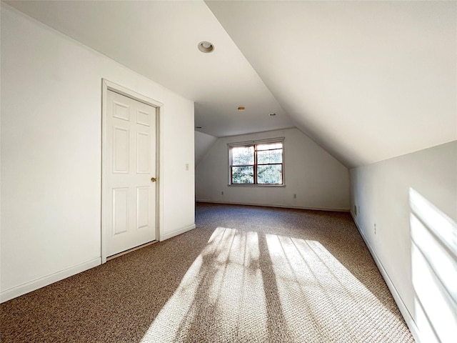 additional living space featuring carpet and lofted ceiling