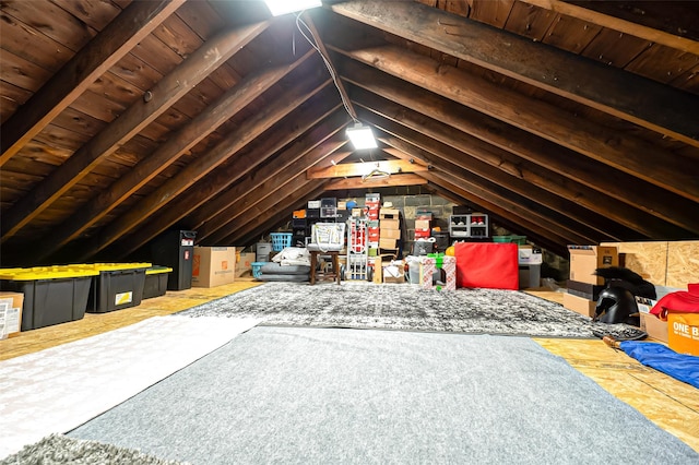 view of unfinished attic