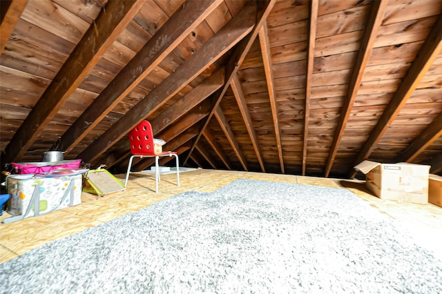 view of unfinished attic