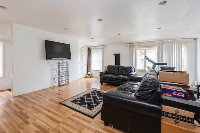 living room featuring light wood-type flooring