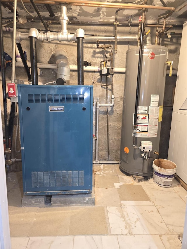 utility room featuring gas water heater