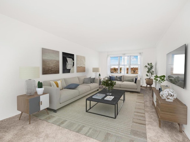 living room with light colored carpet