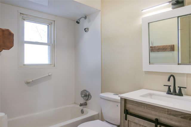 full bathroom with toilet,  shower combination, and vanity