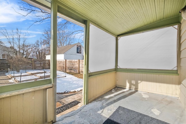 view of unfurnished sunroom