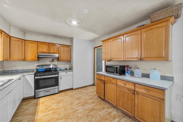 kitchen featuring sink, stainless steel appliances, and light wood-type flooring