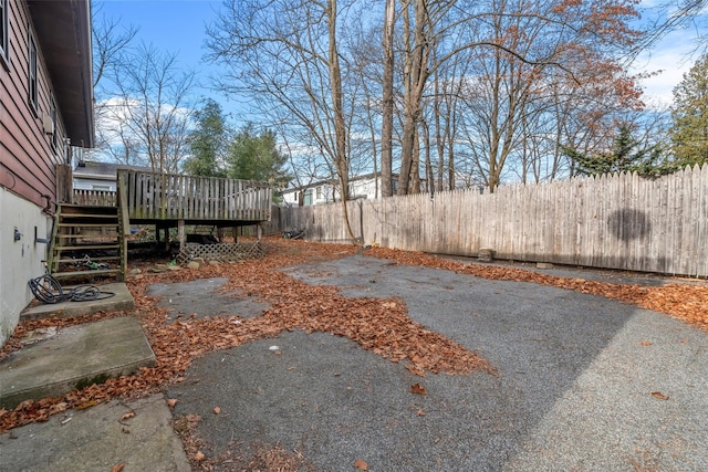 view of yard with a deck