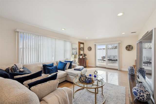 view of tiled living room