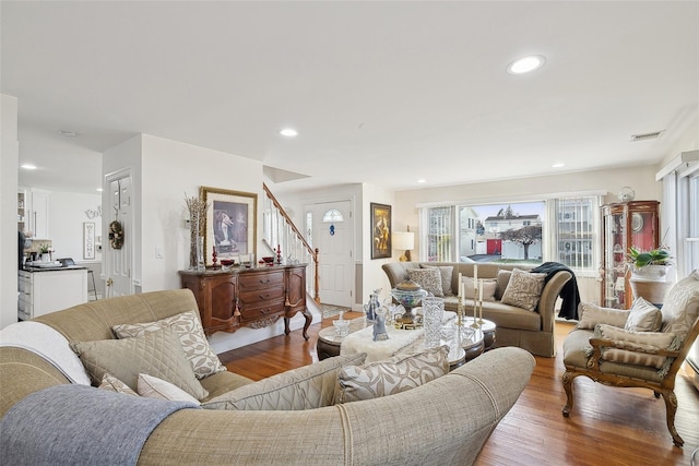 living room with hardwood / wood-style floors