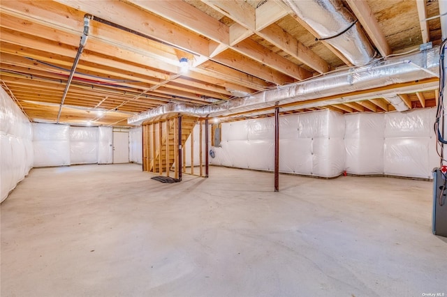 basement with electric panel