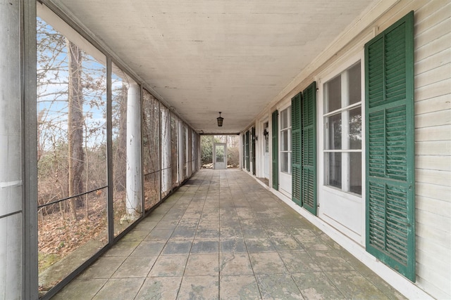 view of unfurnished sunroom