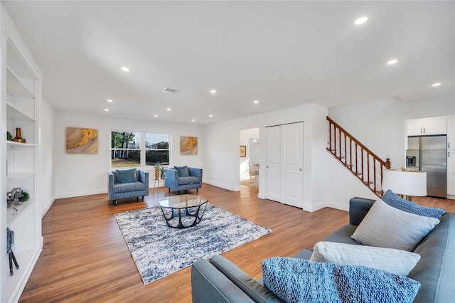 living room featuring light hardwood / wood-style floors