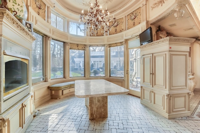interior space featuring an inviting chandelier