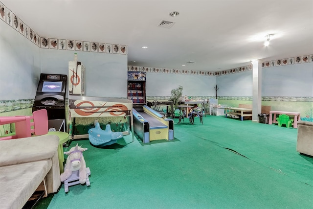 rec room featuring carpet floors