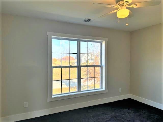 empty room featuring ceiling fan and a healthy amount of sunlight