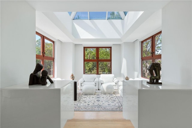 interior space with french doors, a healthy amount of sunlight, and light wood-type flooring