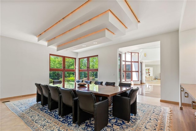 dining area featuring light hardwood / wood-style floors