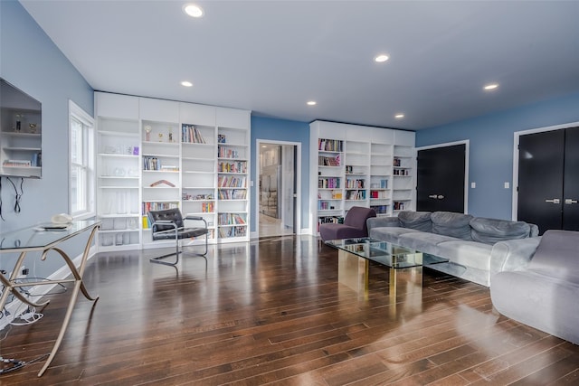 living room featuring dark hardwood / wood-style floors