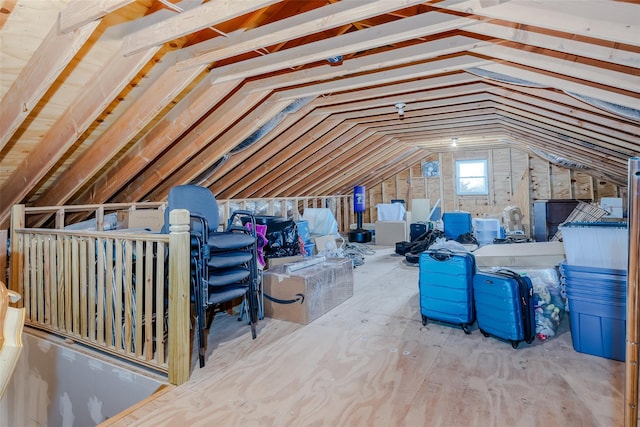 view of unfinished attic