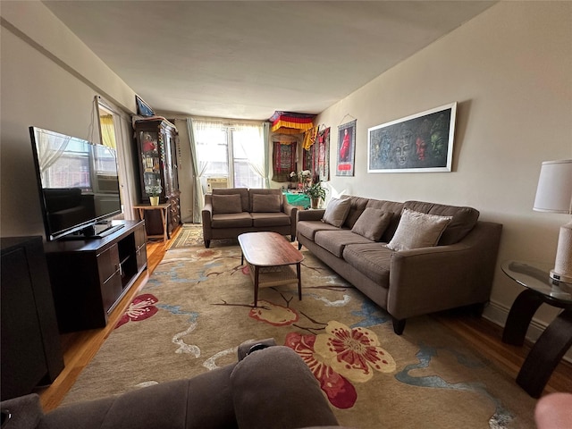 living room with light wood-type flooring