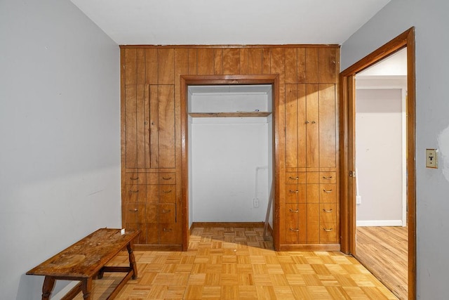 hall with light parquet flooring