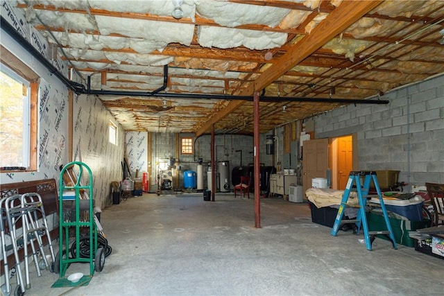 basement with water heater