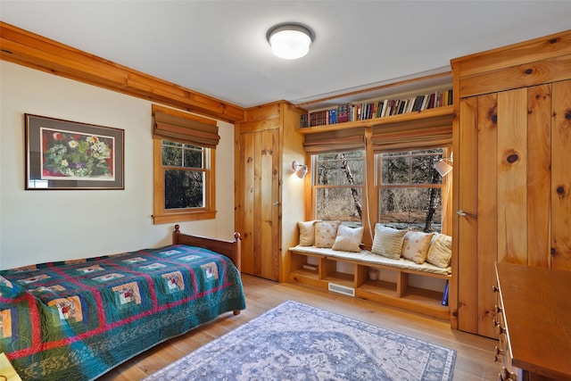 bedroom with light wood-style flooring