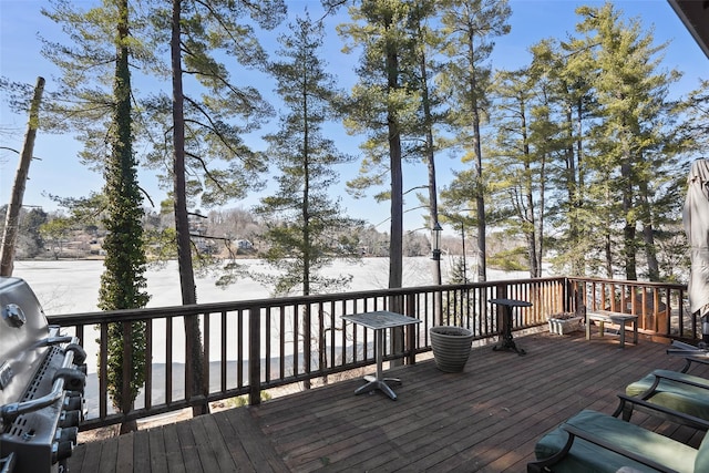 wooden terrace with grilling area