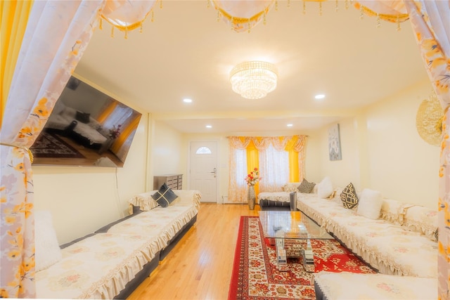 living room featuring light wood-type flooring