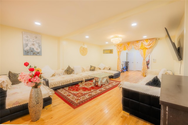 living room with wood-type flooring