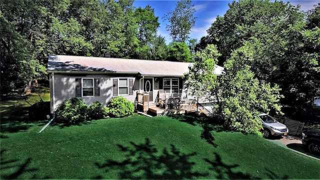 8 Maple Dr, Warwick, NY 10990 - ranch-style home featuring a front lawn and a chimney