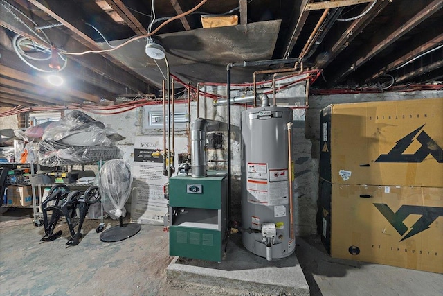 utility room featuring gas water heater