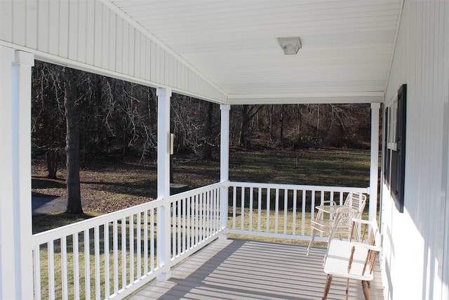 wooden terrace with covered porch