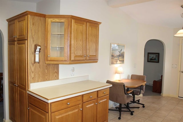 office featuring beam ceiling