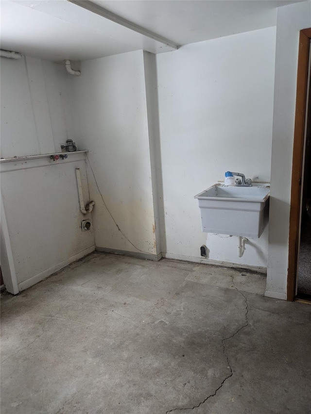 basement with sink