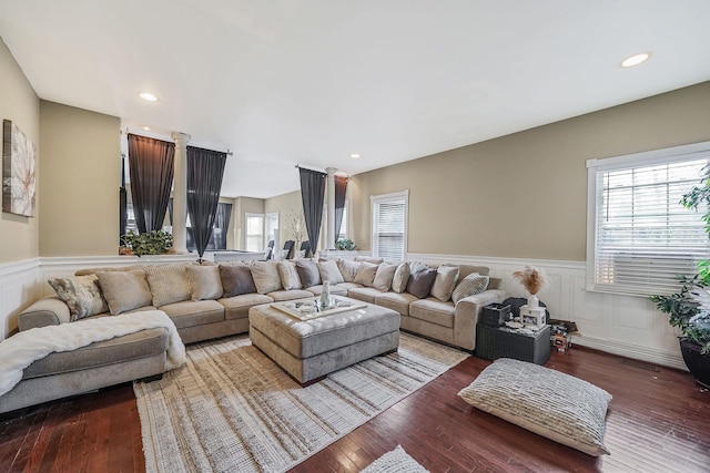 living room featuring wood-type flooring